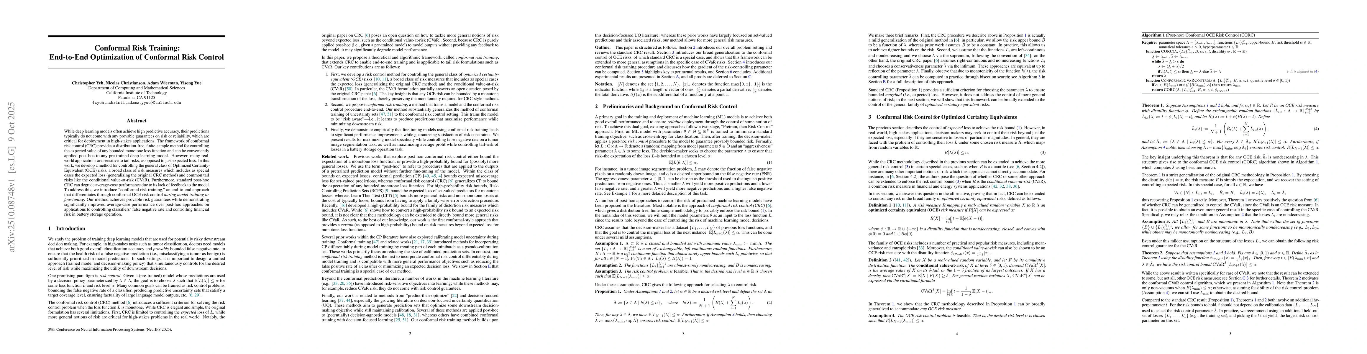 Thumbnail for Conformal Risk Training: End-to-End Optimization of Conformal Risk
  Control