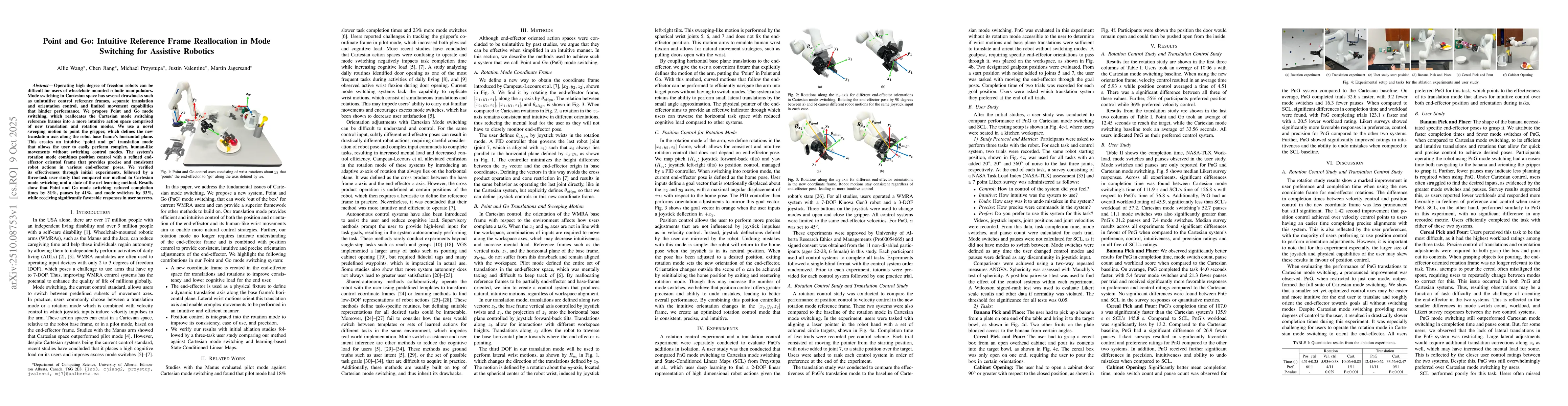 Thumbnail for Point and Go: Intuitive Reference Frame Reallocation in Mode Switching
  for Assistive Robotics