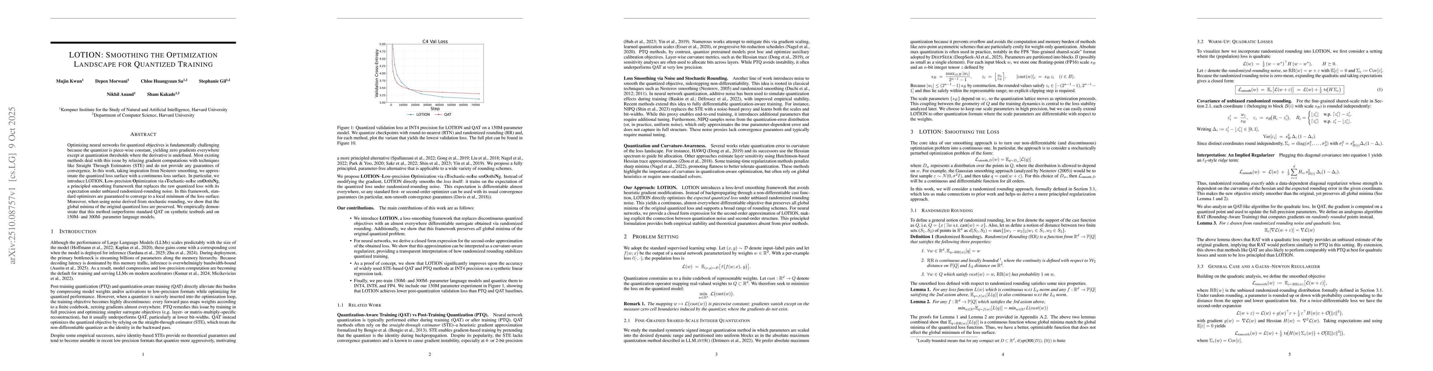 Thumbnail for LOTION: Smoothing the Optimization Landscape for Quantized Training