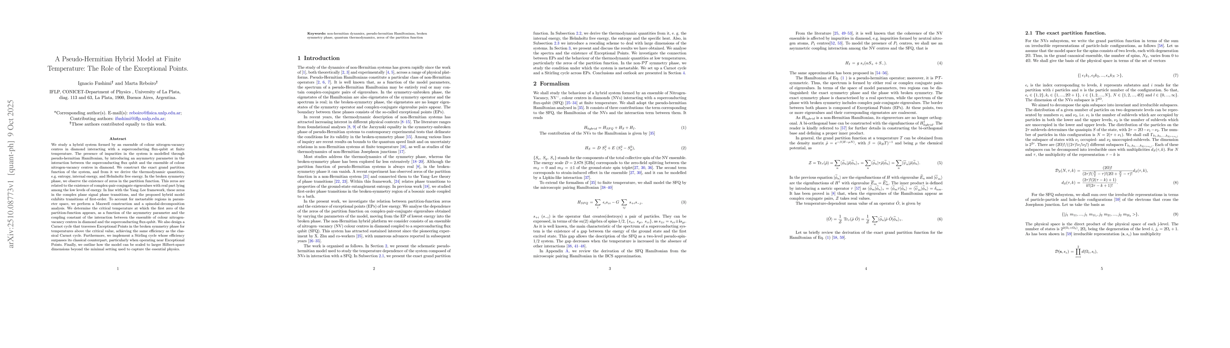 Thumbnail for A Pseudo-Hermitian Hybrid Model at Finite Temperature: The Role of the
  Exceptional Points