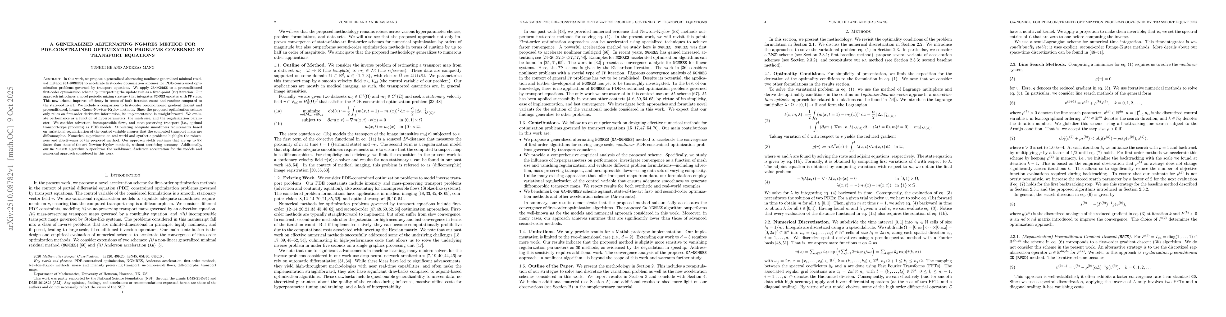 Thumbnail for A generalized alternating NGMRES method for PDE-constrained optimization
  problems governed by transport equations