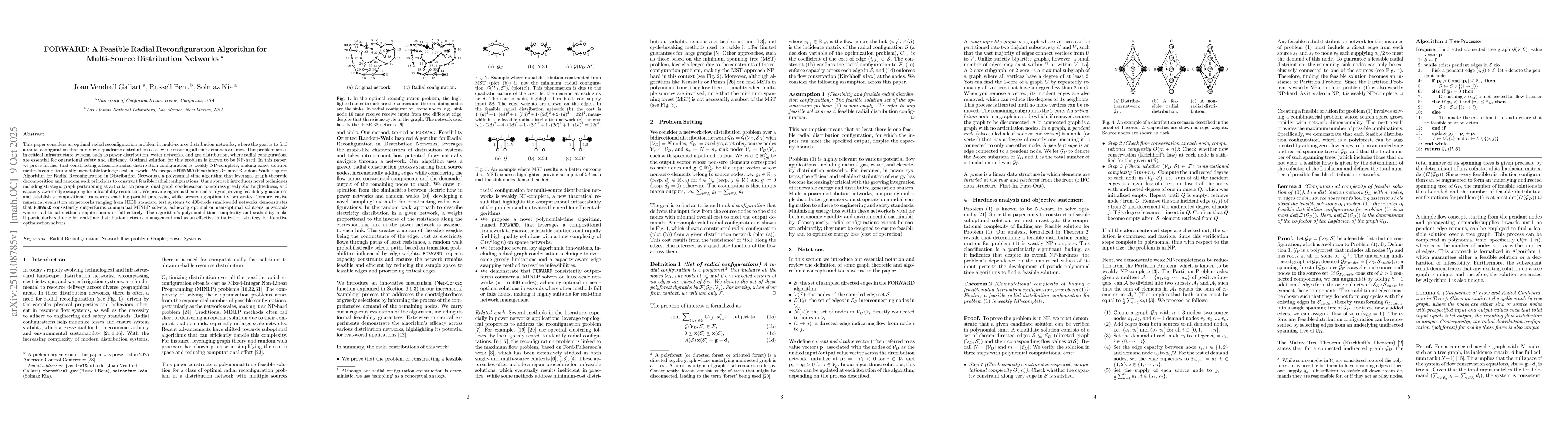 Thumbnail for FORWARD: A Feasible Radial Reconfiguration Algorithm for Multi-Source
  Distribution Networks