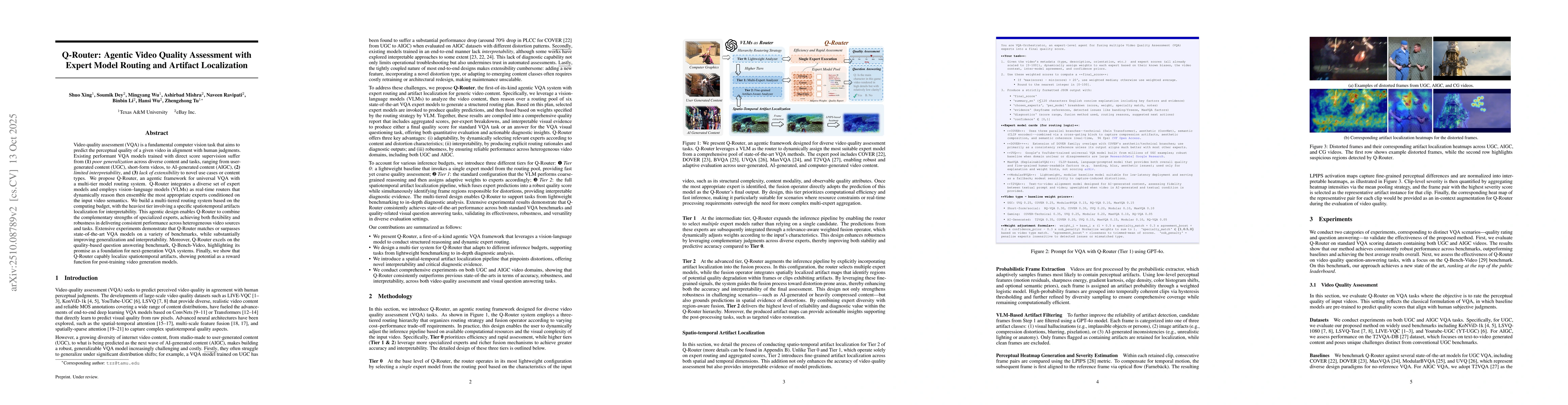 Thumbnail for Q-Router: Agentic Video Quality Assessment with Expert Model Routing and
  Artifact Localization