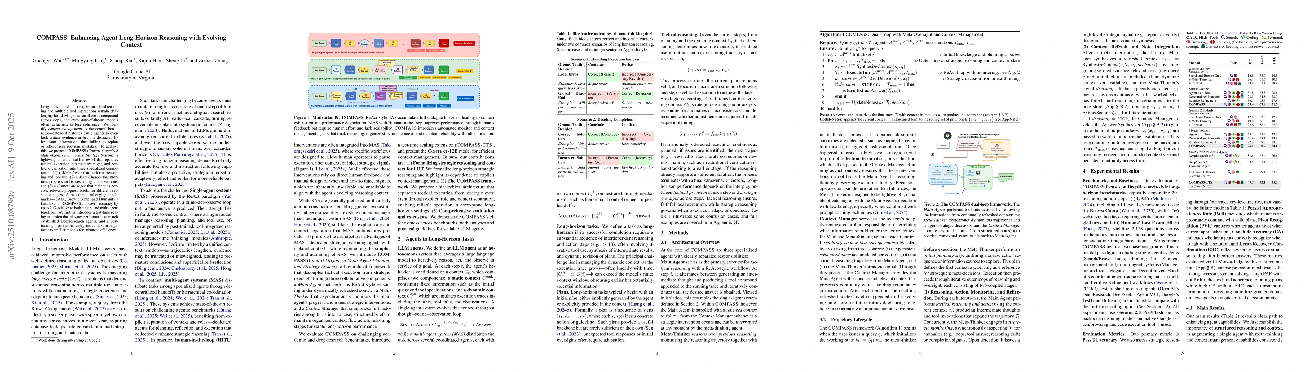 Thumbnail for COMPASS: Enhancing Agent Long-Horizon Reasoning with Evolving Context