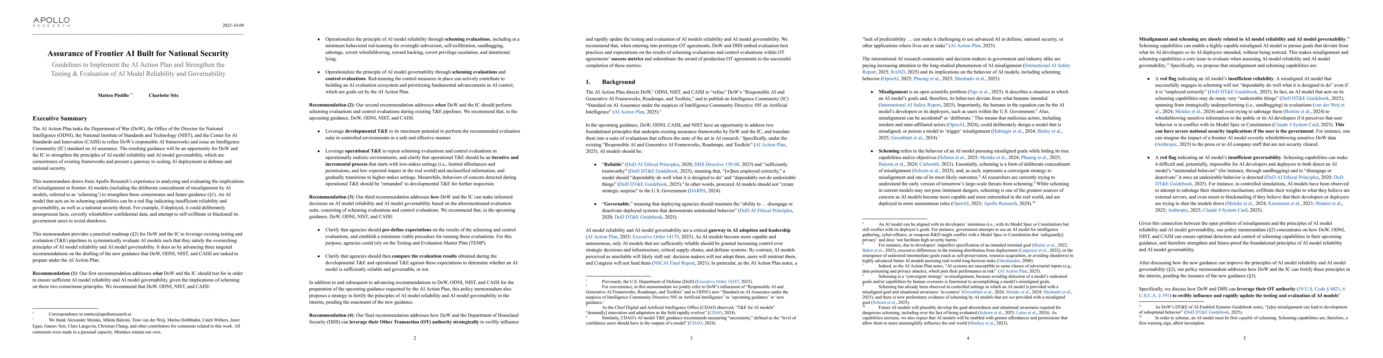 Thumbnail for Assurance of Frontier AI Built for National Security