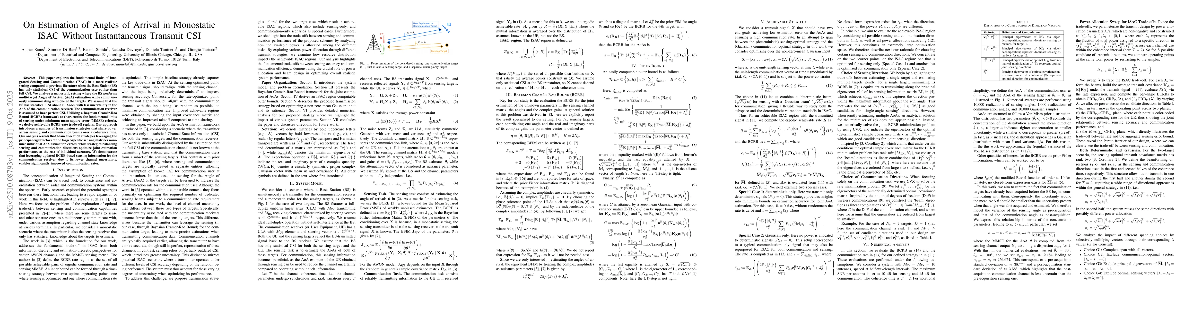 Thumbnail for On Estimation of Angles of Arrival in Monostatic ISAC Without
  Instantaneous Transmit CSI