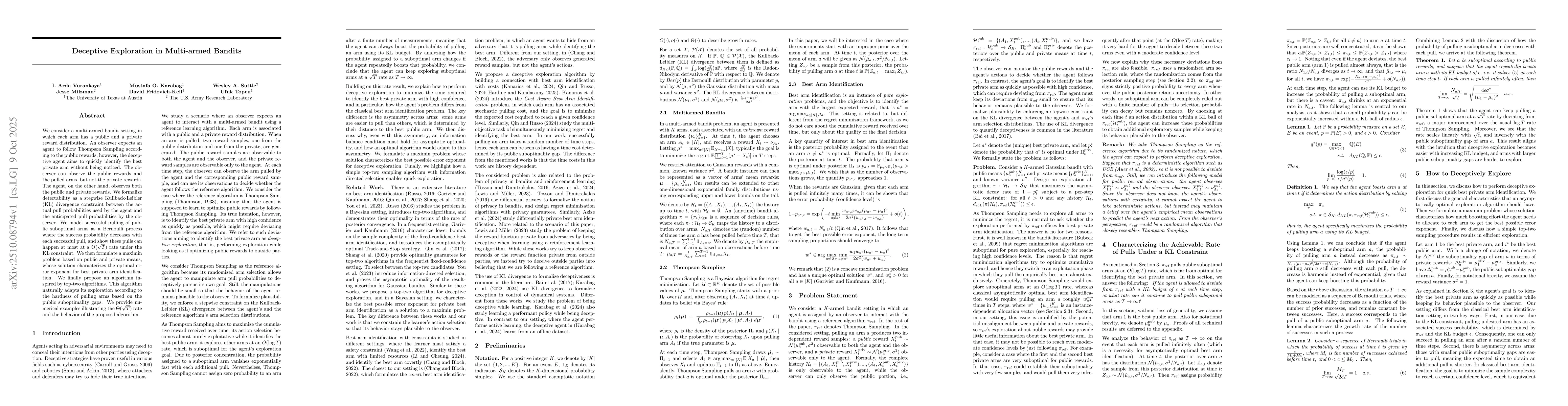 Thumbnail for Deceptive Exploration in Multi-armed Bandits