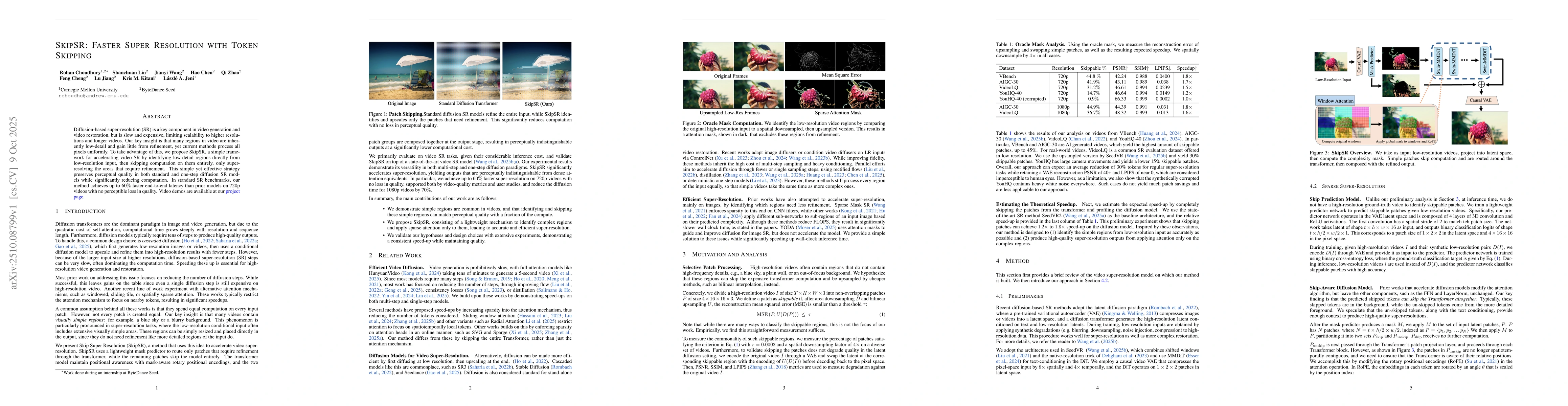 Thumbnail for SkipSR: Faster Super Resolution with Token Skipping