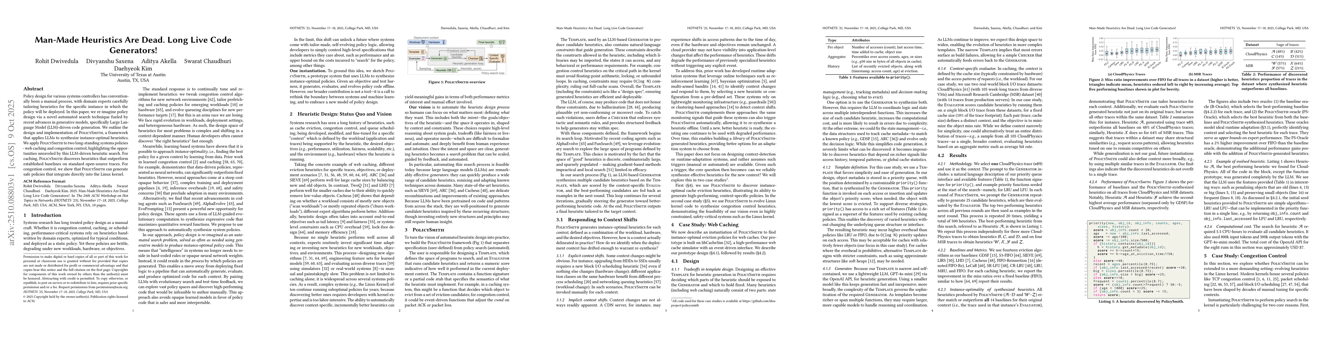 Thumbnail for Man-Made Heuristics Are Dead. Long Live Code Generators!