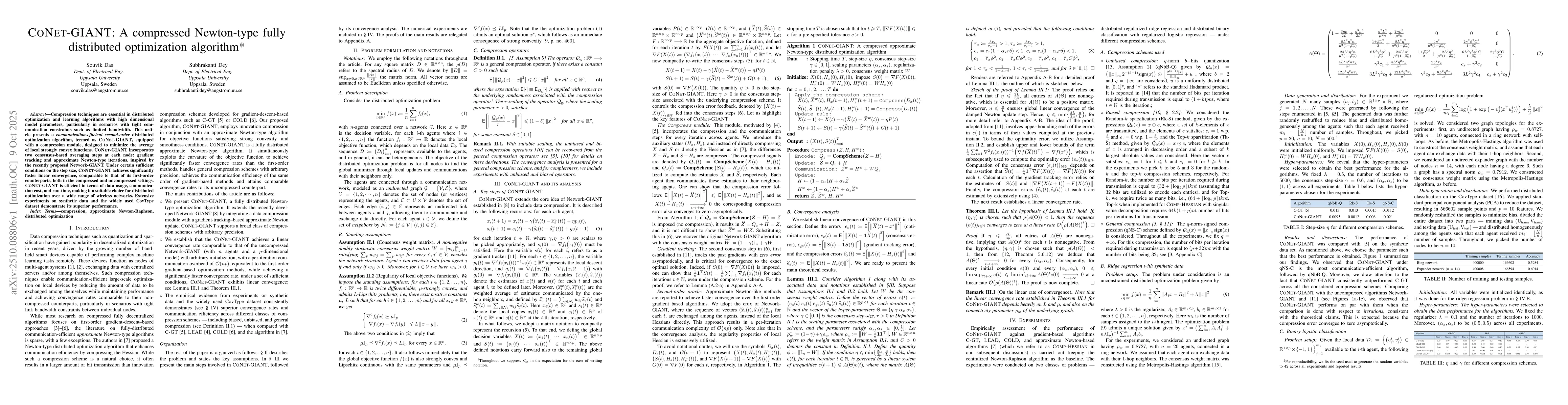 Thumbnail for CoNeT-GIANT: A compressed Newton-type fully distributed optimization
  algorithm