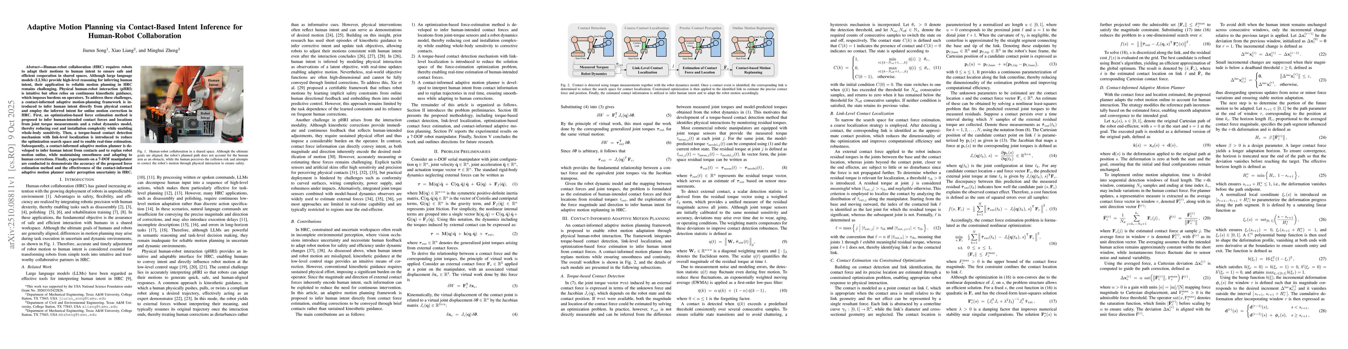 Thumbnail for Adaptive Motion Planning via Contact-Based Intent Inference for
  Human-Robot Collaboration