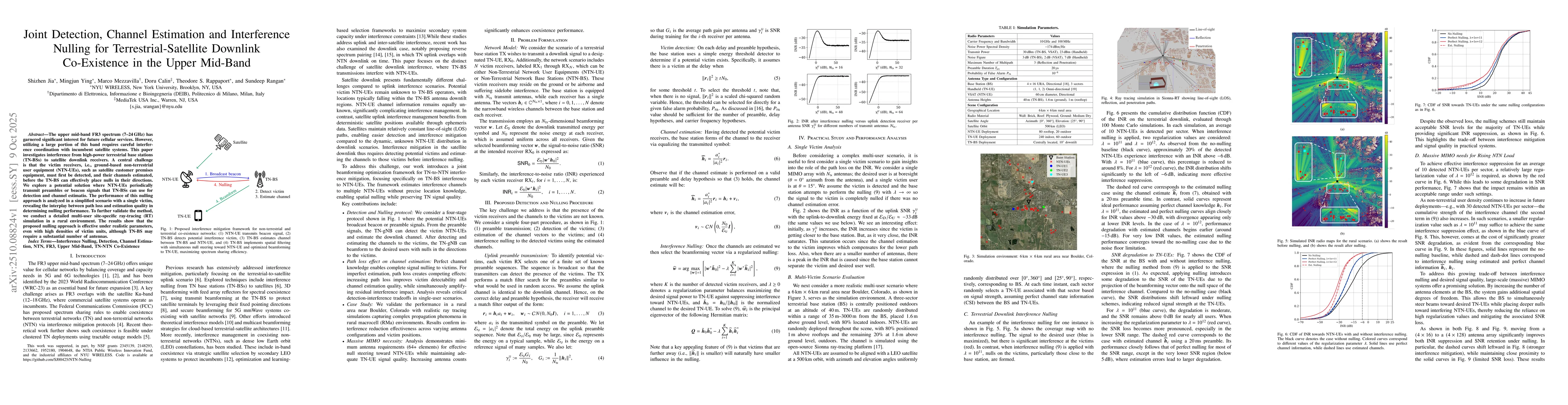 Thumbnail for Joint Detection, Channel Estimation and Interference Nulling for
  Terrestrial-Satellite Downlink Co-Existence in the Upper Mid-Band