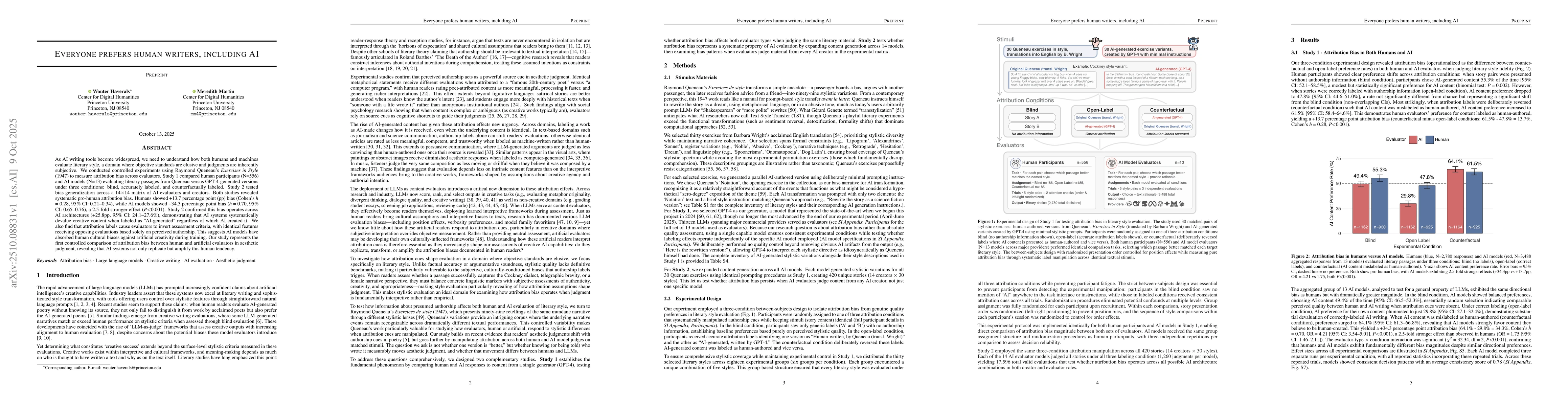 Thumbnail for Everyone prefers human writers, including AI