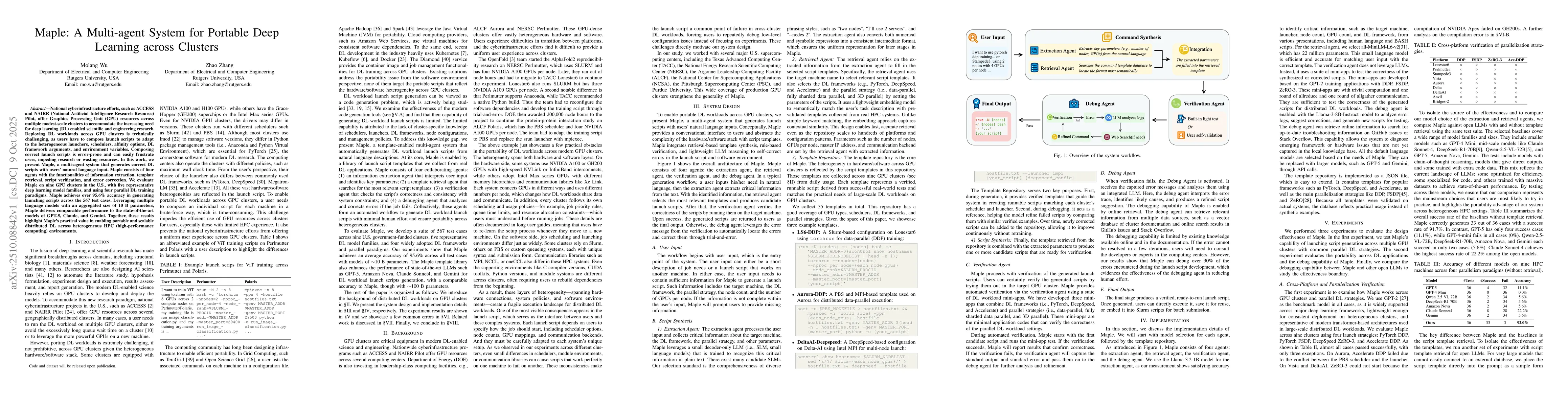 Thumbnail for Maple: A Multi-agent System for Portable Deep Learning across Clusters