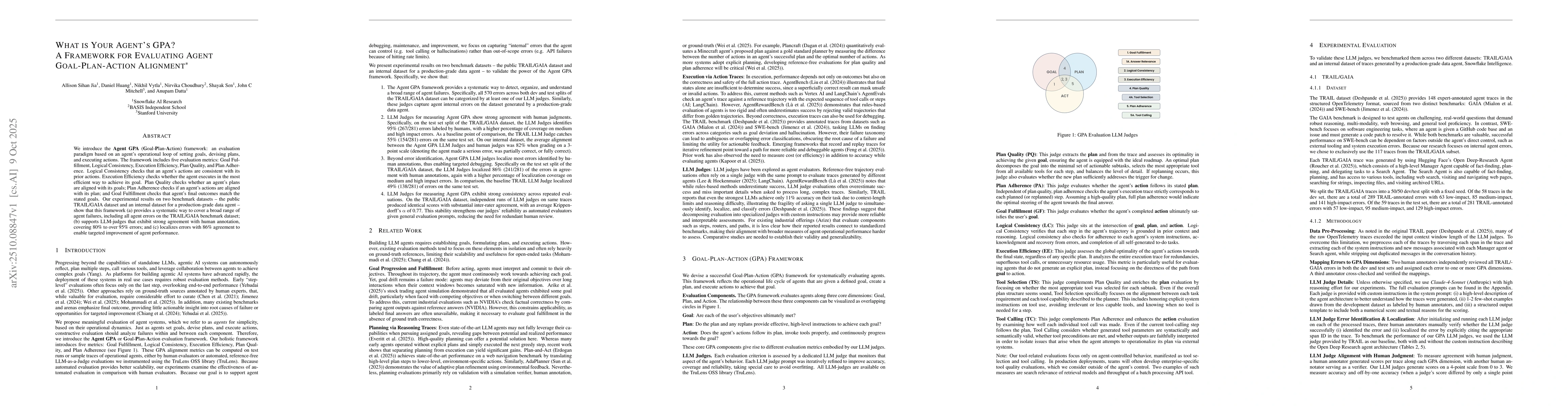 Thumbnail for What Is Your Agent's GPA? A Framework for Evaluating Agent
  Goal-Plan-Action Alignment