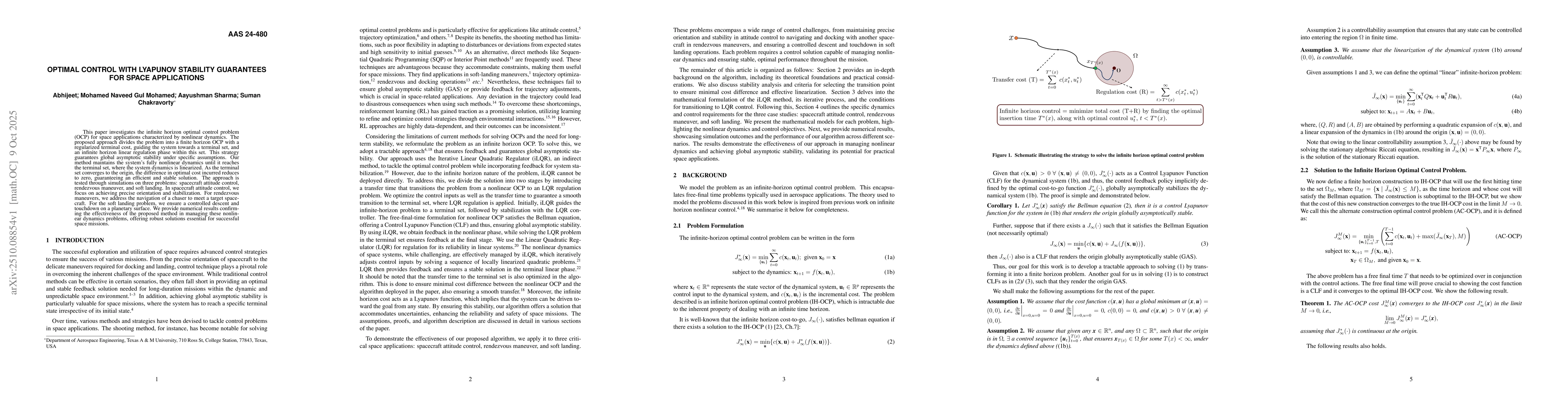 Thumbnail for Optimal Control with Lyapunov Stability Guarantees for Space
  Applications