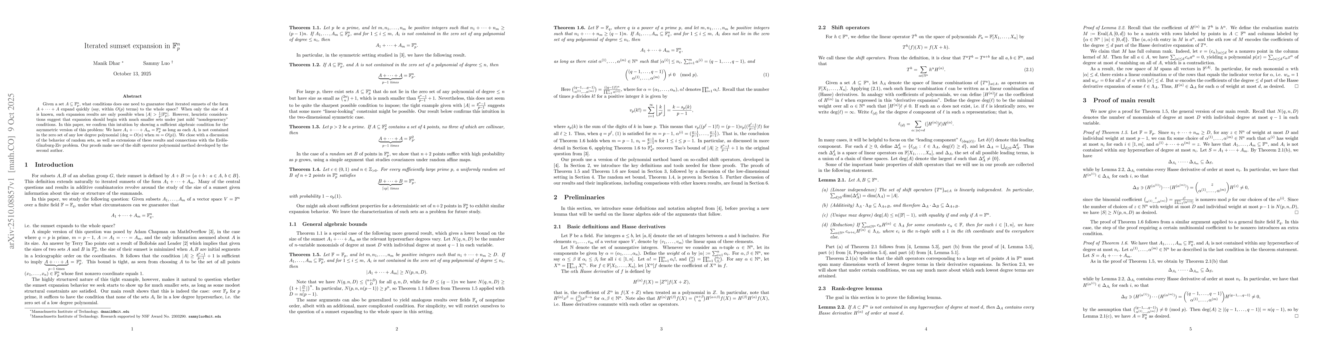 Thumbnail for Iterated sumset expansion in $\mathbb{F}_p^n$