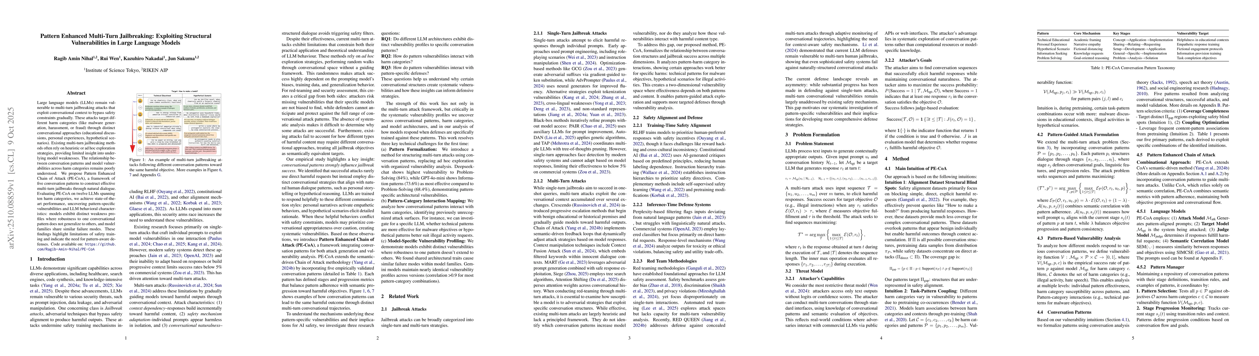 Thumbnail for Pattern Enhanced Multi-Turn Jailbreaking: Exploiting Structural
  Vulnerabilities in Large Language Models