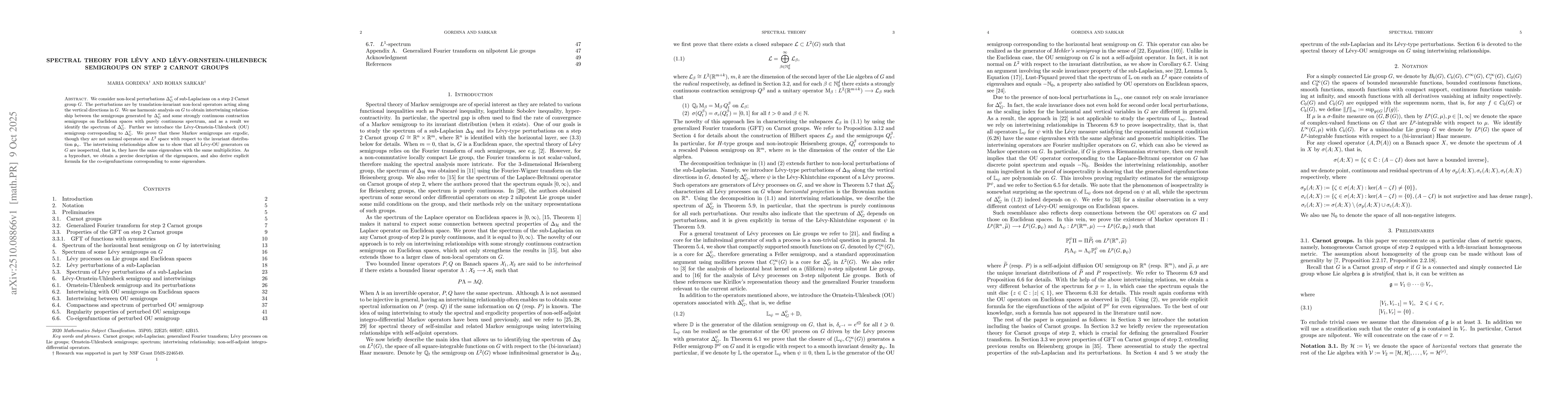Thumbnail for Spectral theory for Lévy and Lévy-Ornstein-Uhlenbeck semigroups on
  step 2 Carnot groups