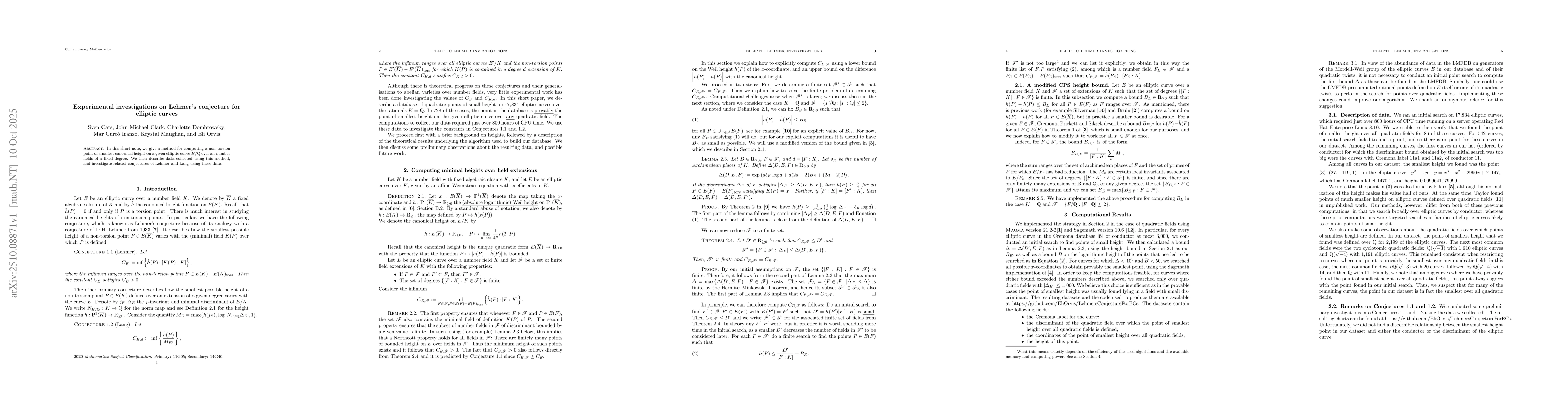 Thumbnail for Experimental investigations on Lehmer's conjecture for elliptic curves