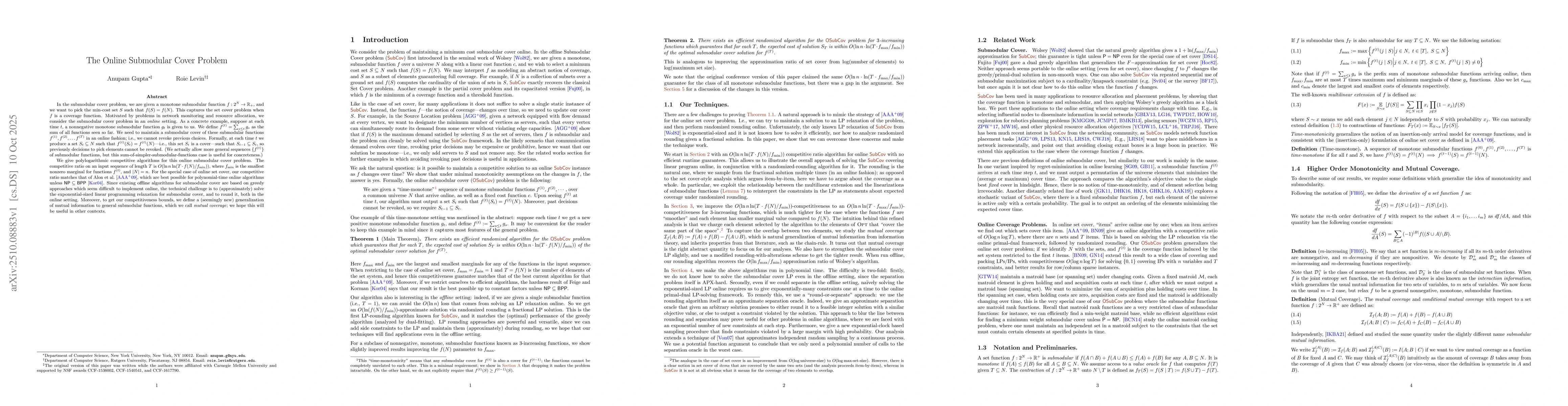 Thumbnail for The Online Submodular Cover Problem