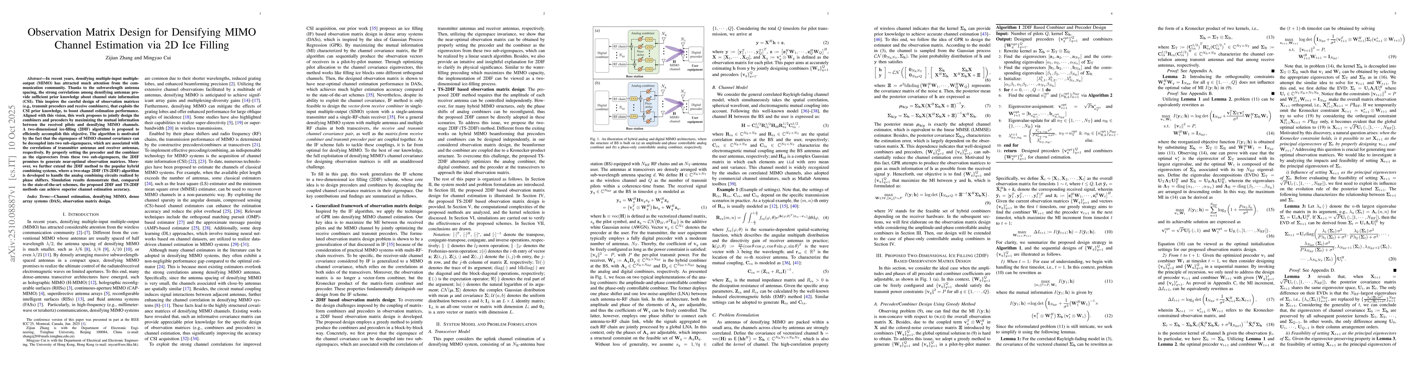 Thumbnail for Observation Matrix Design for Densifying MIMO Channel Estimation via 2D
  Ice Filling