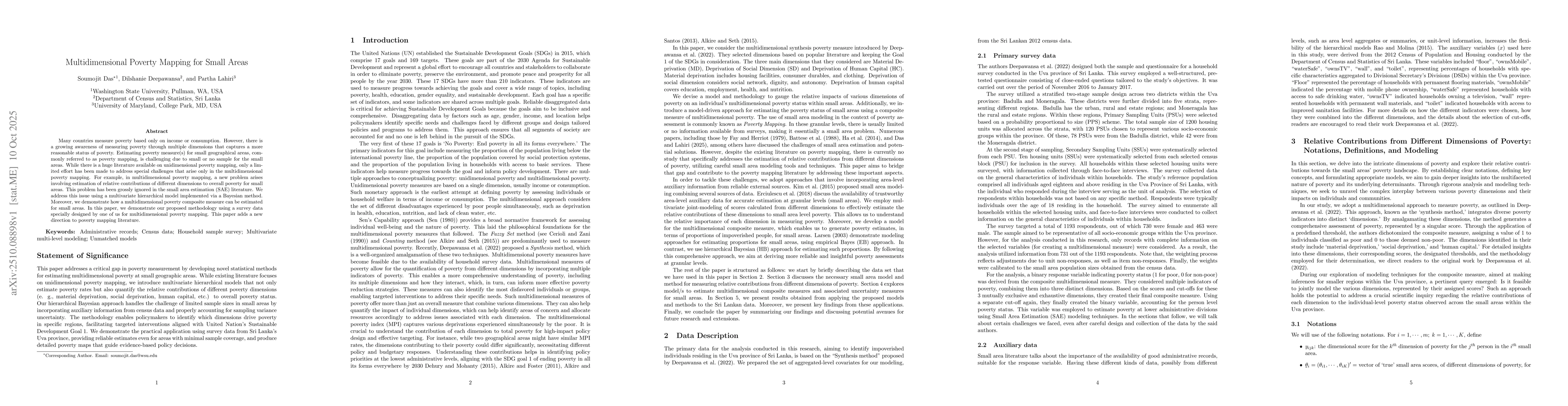Thumbnail for Multidimensional Poverty Mapping for Small Areas