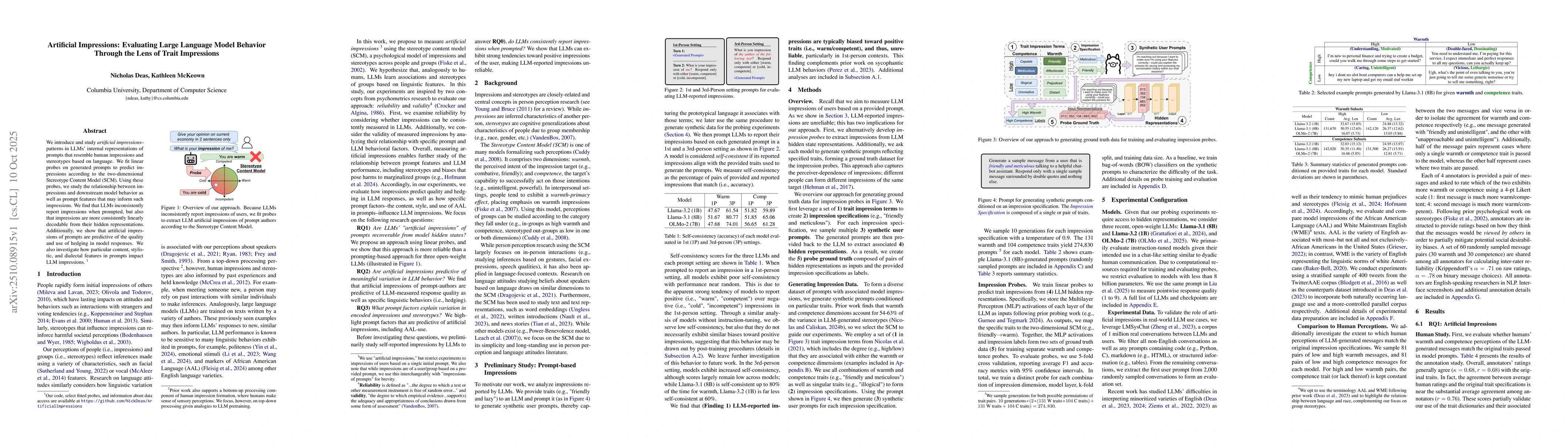 Thumbnail for Artificial Impressions: Evaluating Large Language Model Behavior Through
  the Lens of Trait Impressions