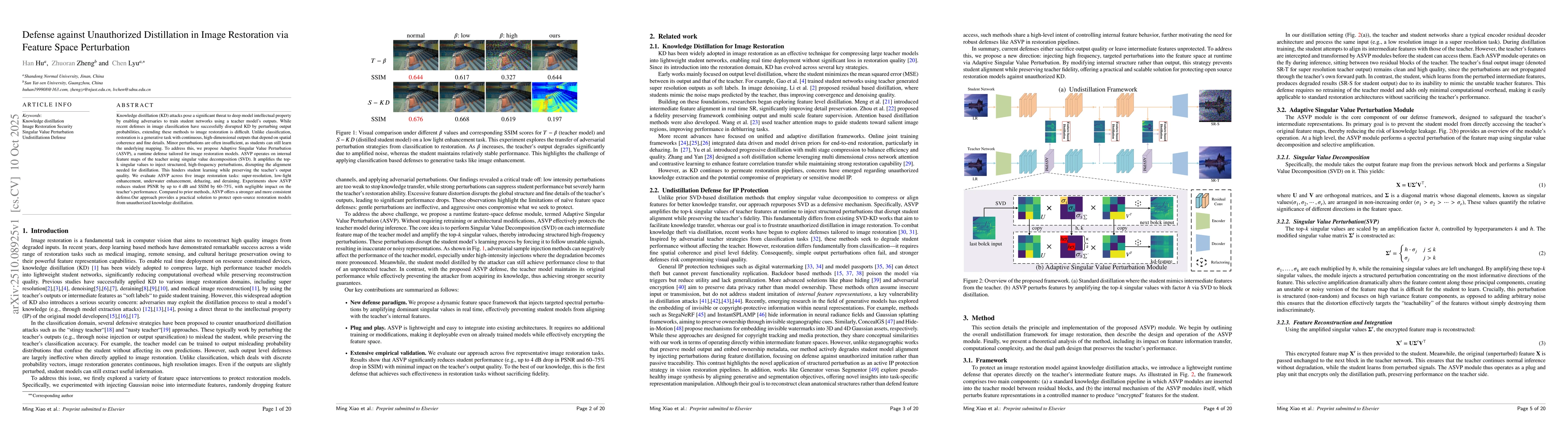 Thumbnail for Defense against Unauthorized Distillation in Image Restoration via
  Feature Space Perturbation