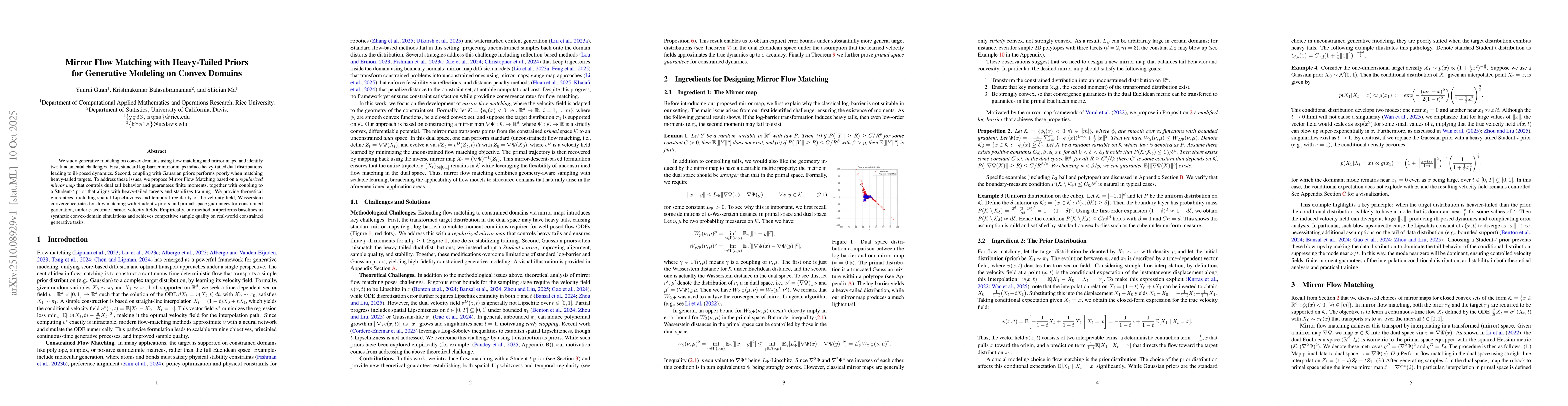 Thumbnail for Mirror Flow Matching with Heavy-Tailed Priors for Generative Modeling on
  Convex Domains