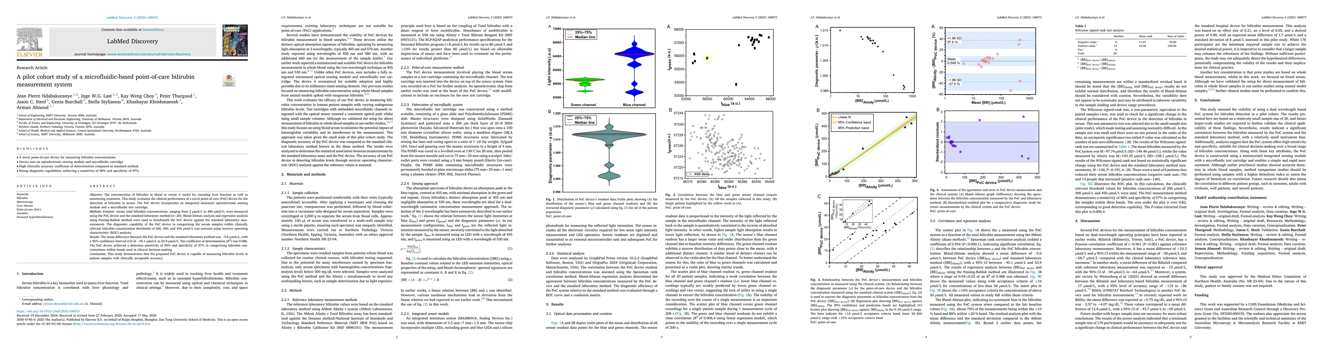 Thumbnail for A pilot cohort study of a microfluidic-based point-of-care bilirubin
  measurement system