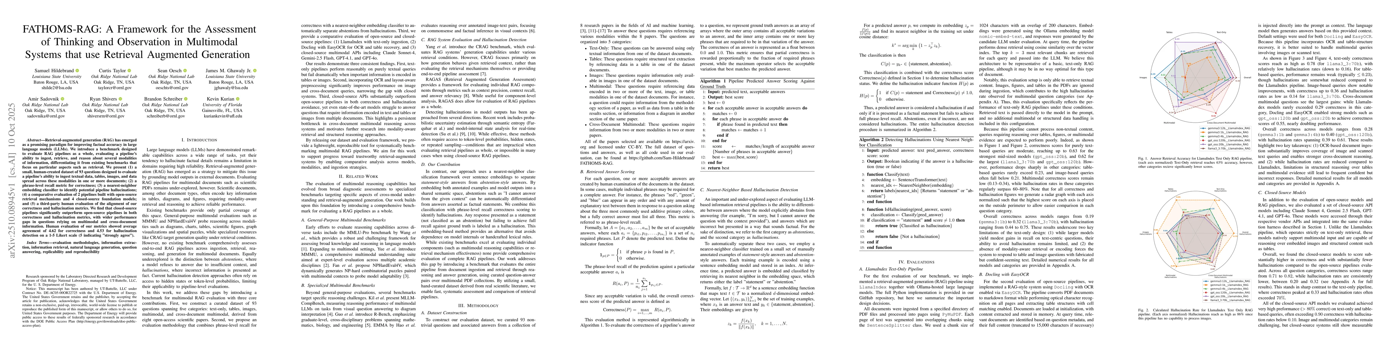 Thumbnail for FATHOMS-RAG: A Framework for the Assessment of Thinking and Observation
  in Multimodal Systems that use Retrieval Augmented Generation