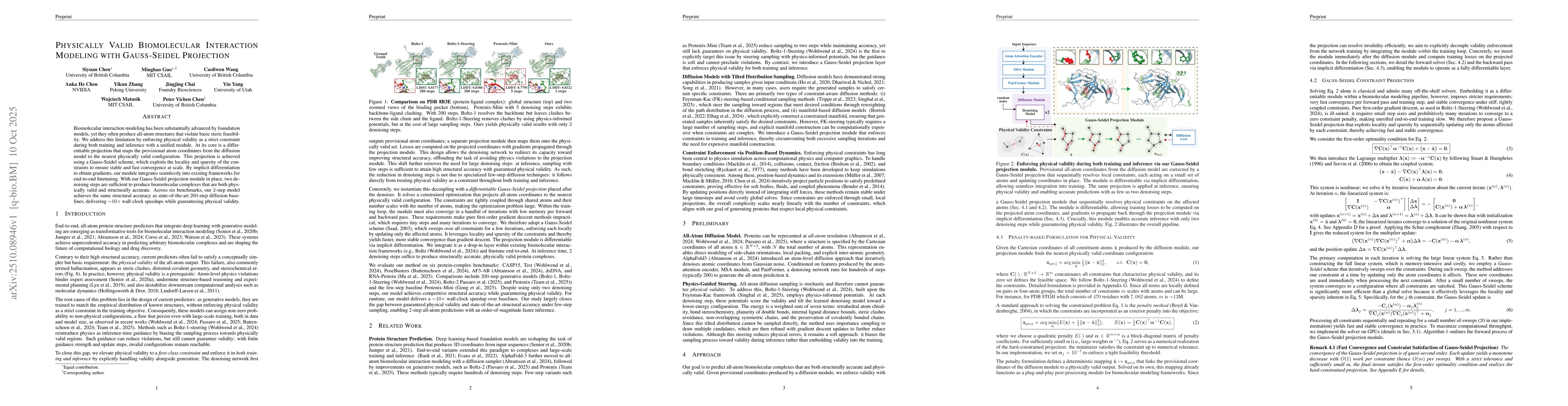 Thumbnail for Physically Valid Biomolecular Interaction Modeling with Gauss-Seidel
  Projection