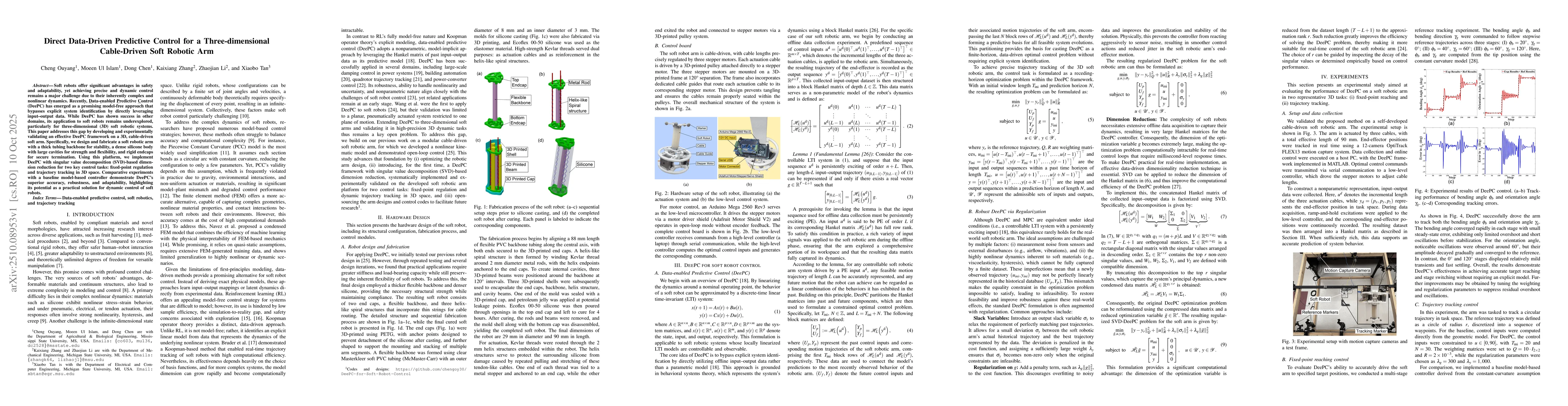 Thumbnail for Direct Data-Driven Predictive Control for a Three-dimensional
  Cable-Driven Soft Robotic Arm