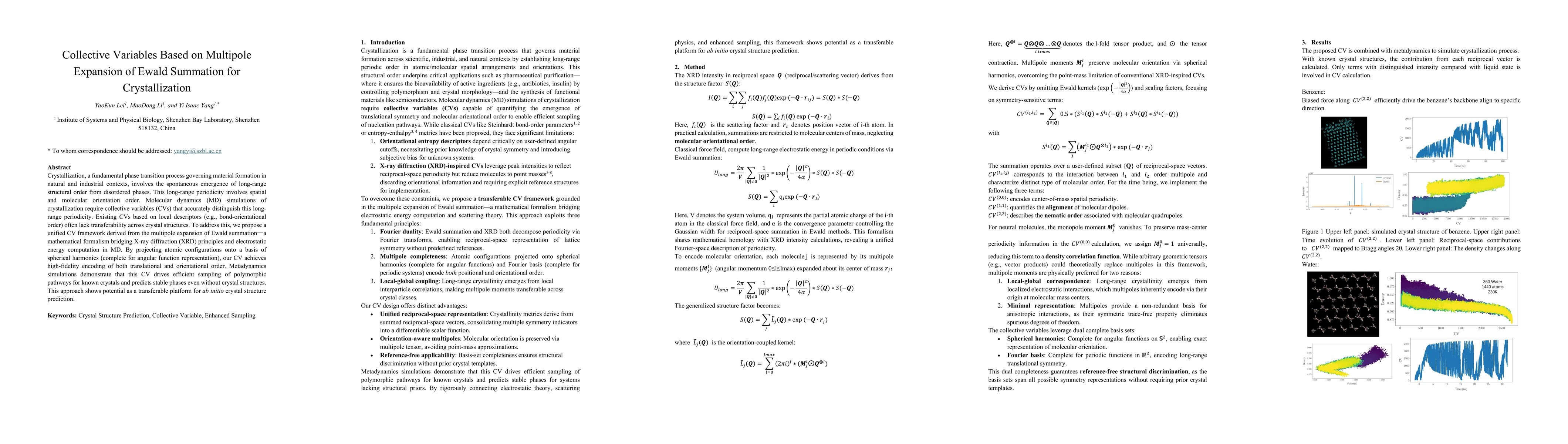 Thumbnail for Collective Variables Based on Multipole Expansion of Ewald Summation for
  Crystallization