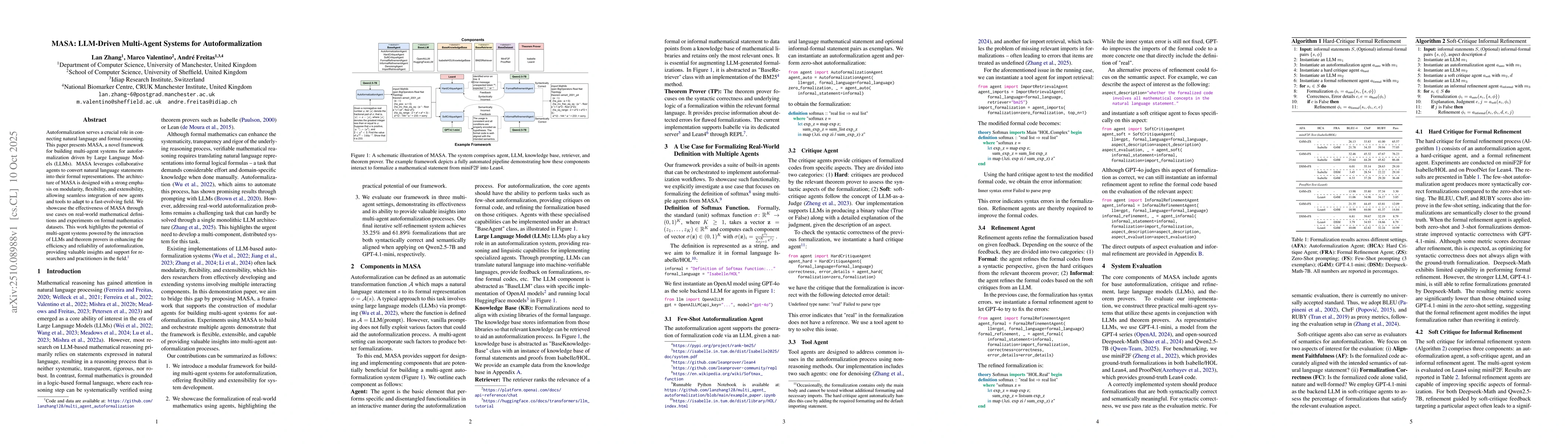 Thumbnail for MASA: LLM-Driven Multi-Agent Systems for Autoformalization