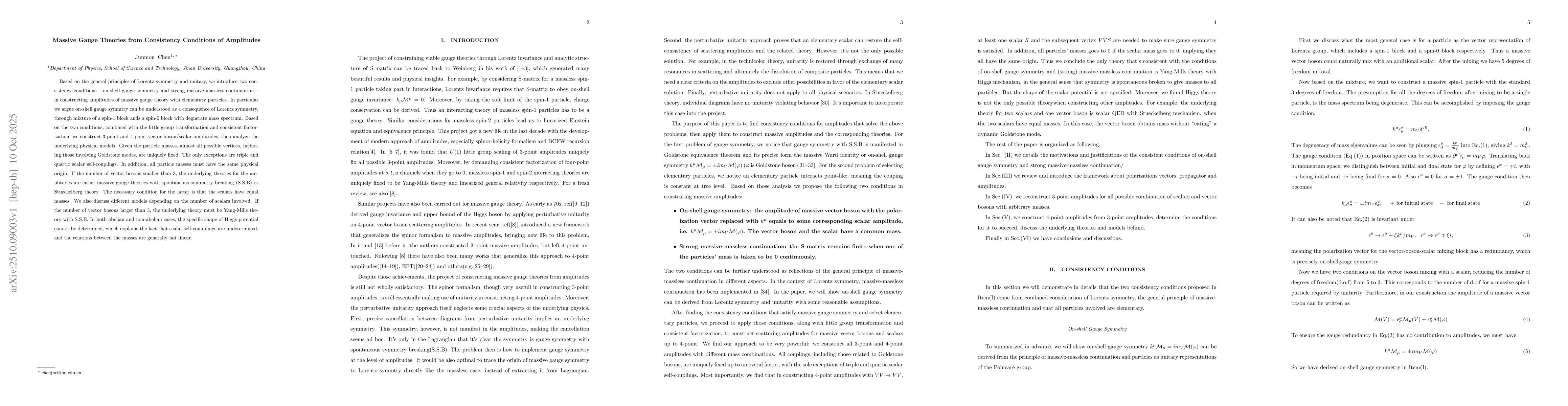 Thumbnail for Massive Gauge Theories from Consistency Conditions of Amplitudes