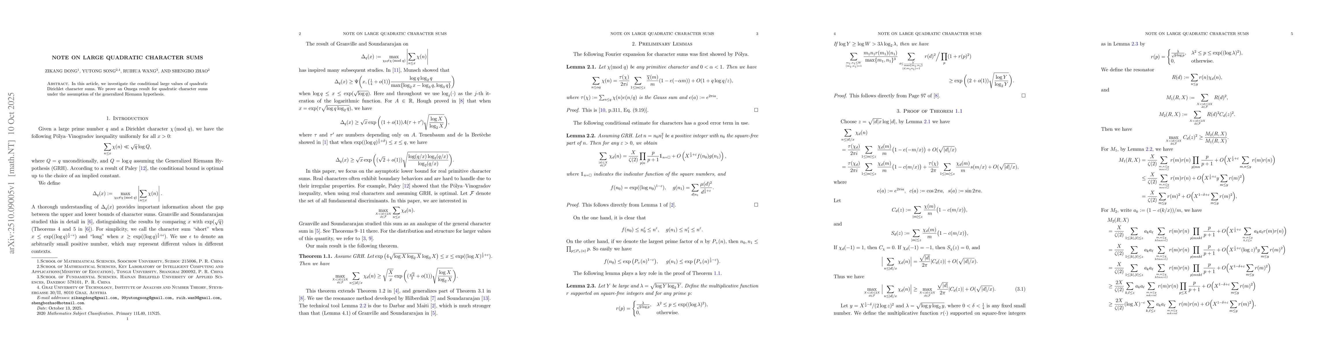 Thumbnail for Note on large quadratic character sums