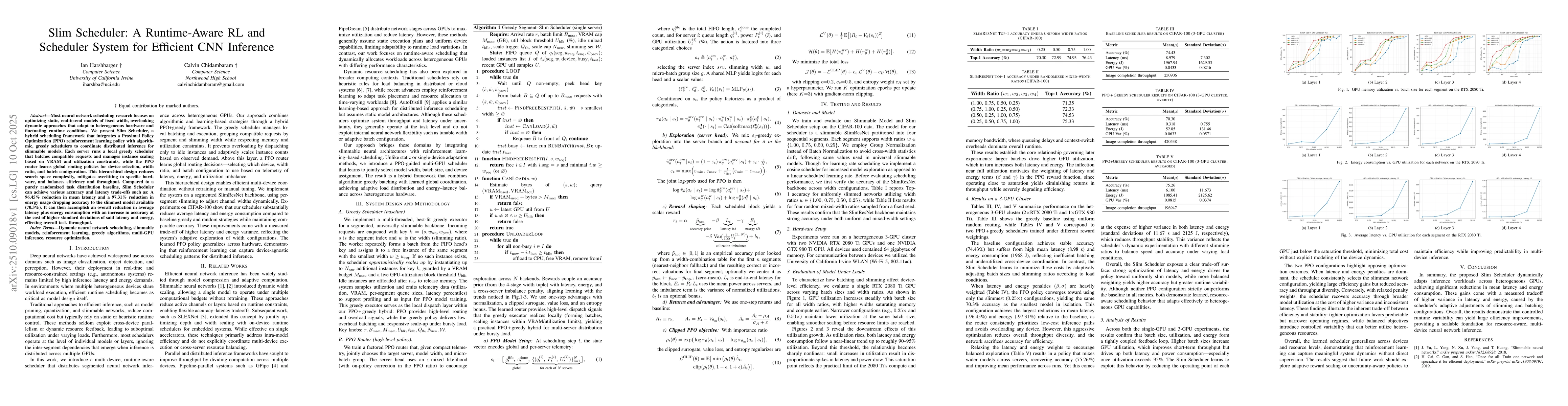 Thumbnail for Slim Scheduler: A Runtime-Aware RL and Scheduler System for Efficient
  CNN Inference