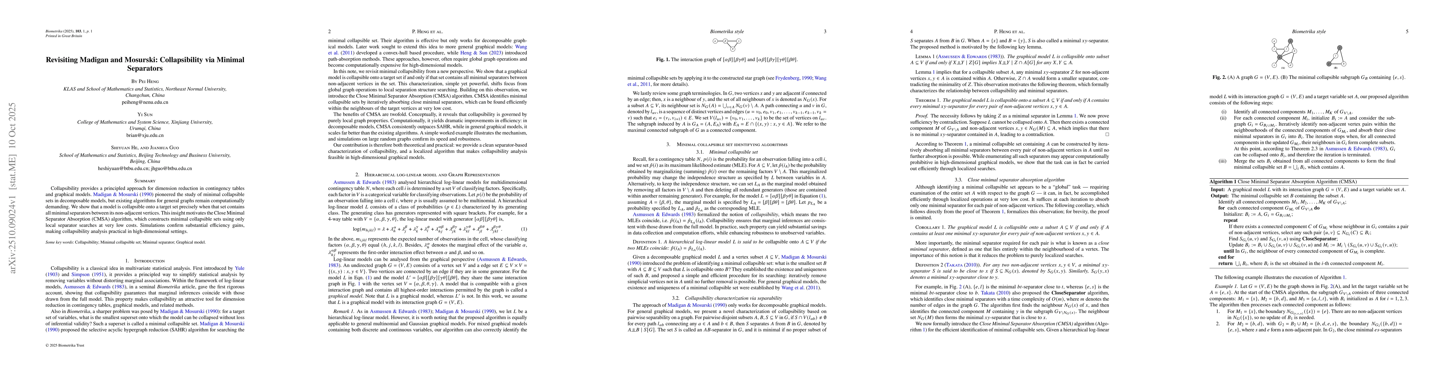 Thumbnail for Revisiting Madigan and Mosurski: Collapsibility via Minimal Separators