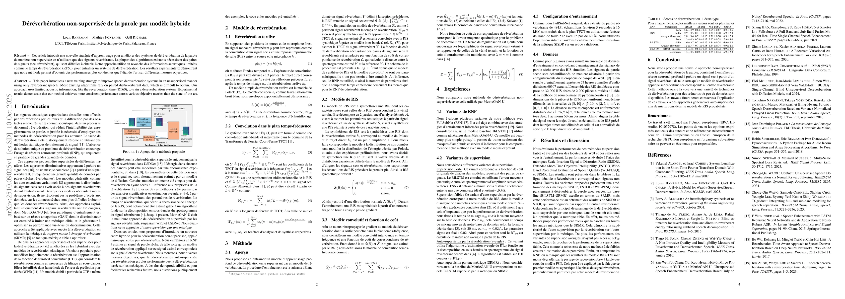 Thumbnail for Déréverbération non-supervisée de la parole par modèle hybride