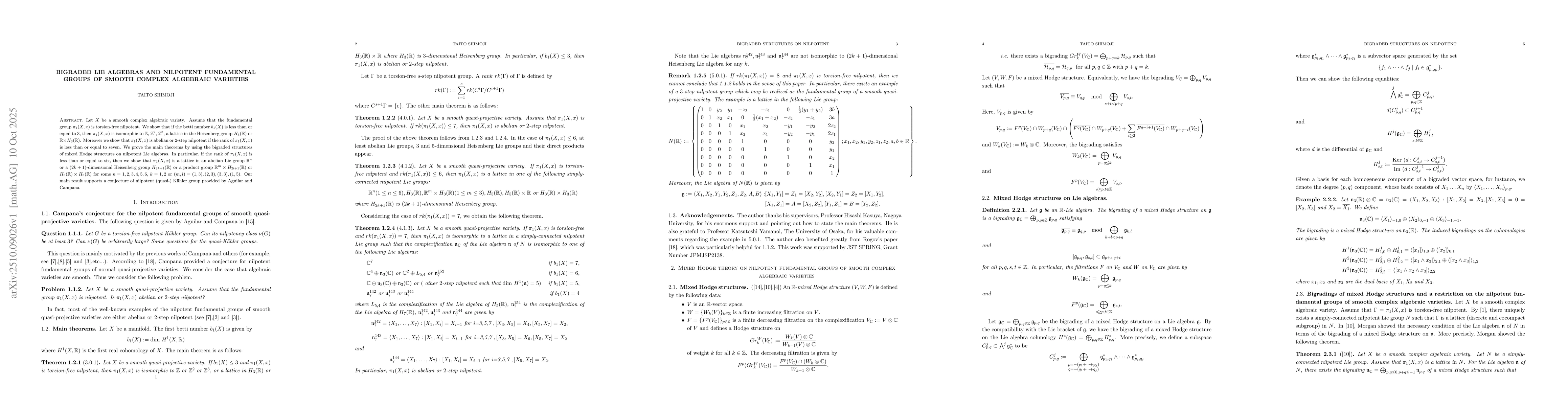 Thumbnail for Bigraded Lie algebras and nilpotent fundamental groups of smooth complex
  algebraic varieties