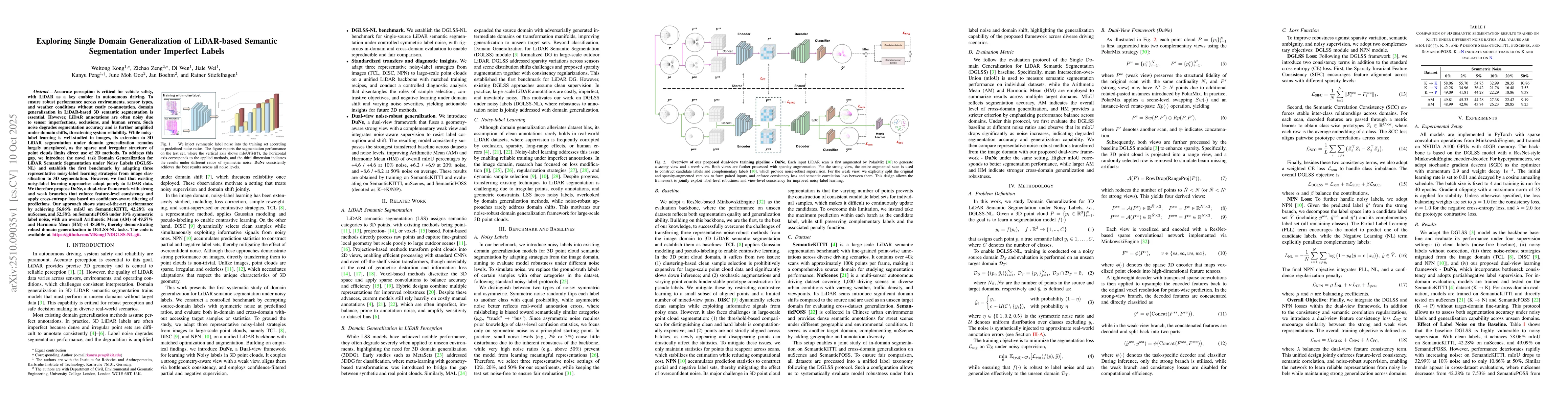 Thumbnail for Exploring Single Domain Generalization of LiDAR-based Semantic
  Segmentation under Imperfect Labels