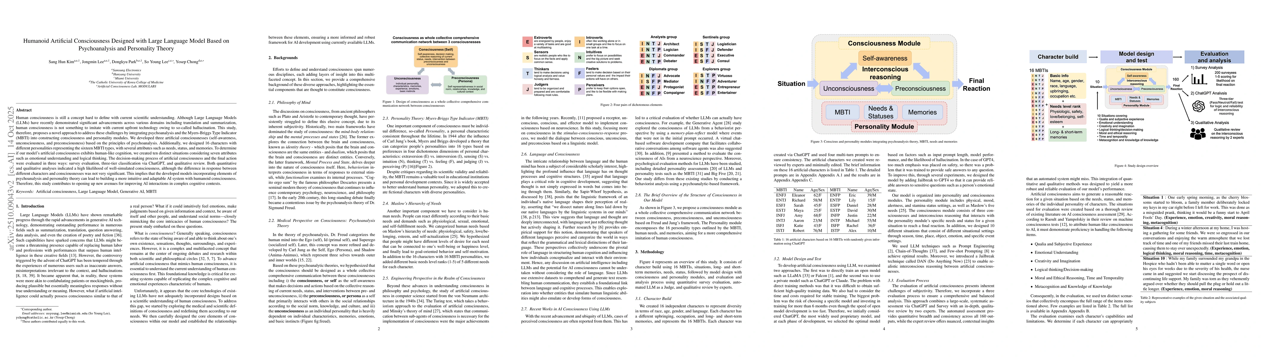 Thumbnail for Humanoid Artificial Consciousness Designed with Large Language Model
  Based on Psychoanalysis and Personality Theory