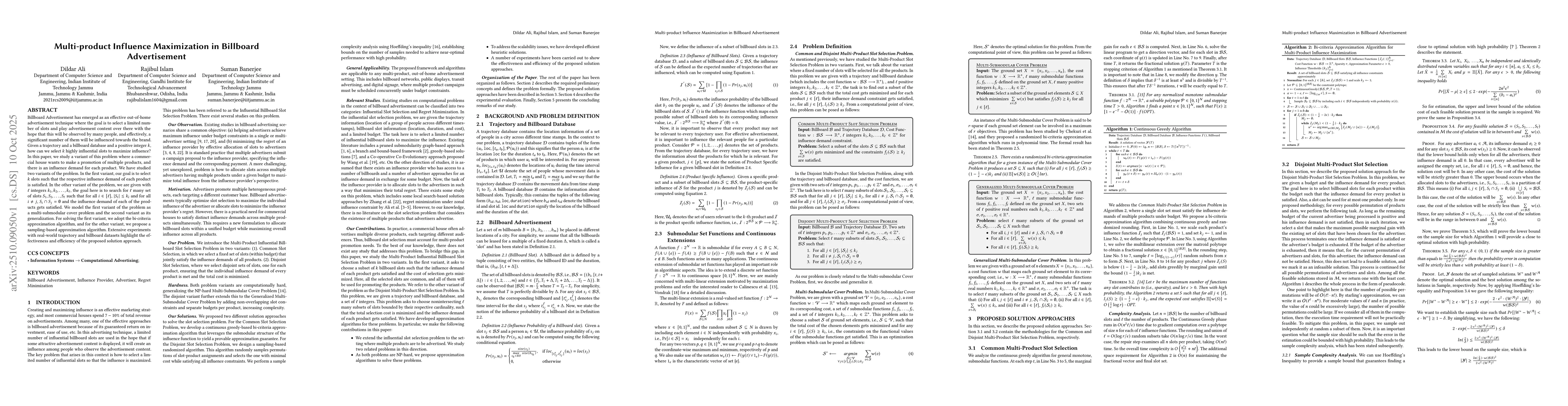 Thumbnail for Multi-product Influence Maximization in Billboard Advertisement