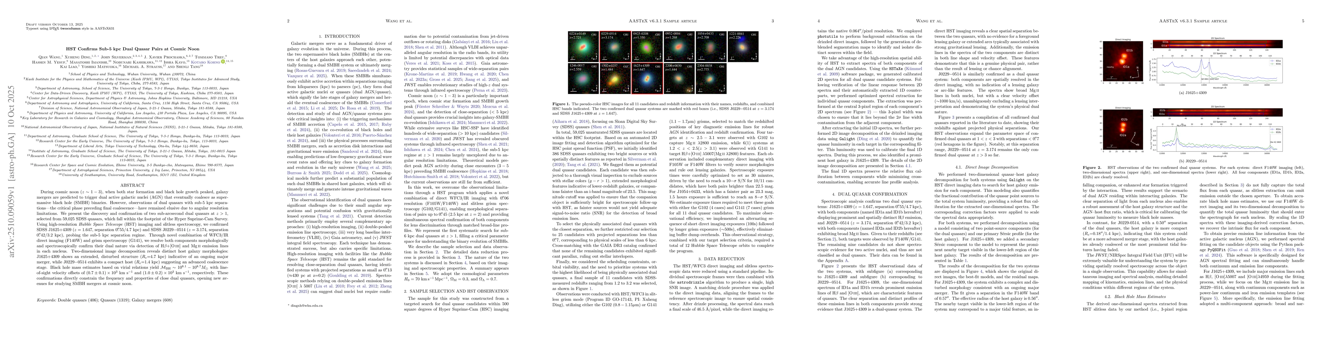 Thumbnail for HST Confirms Sub-5 kpc Dual Quasar Pairs at Cosmic Noon