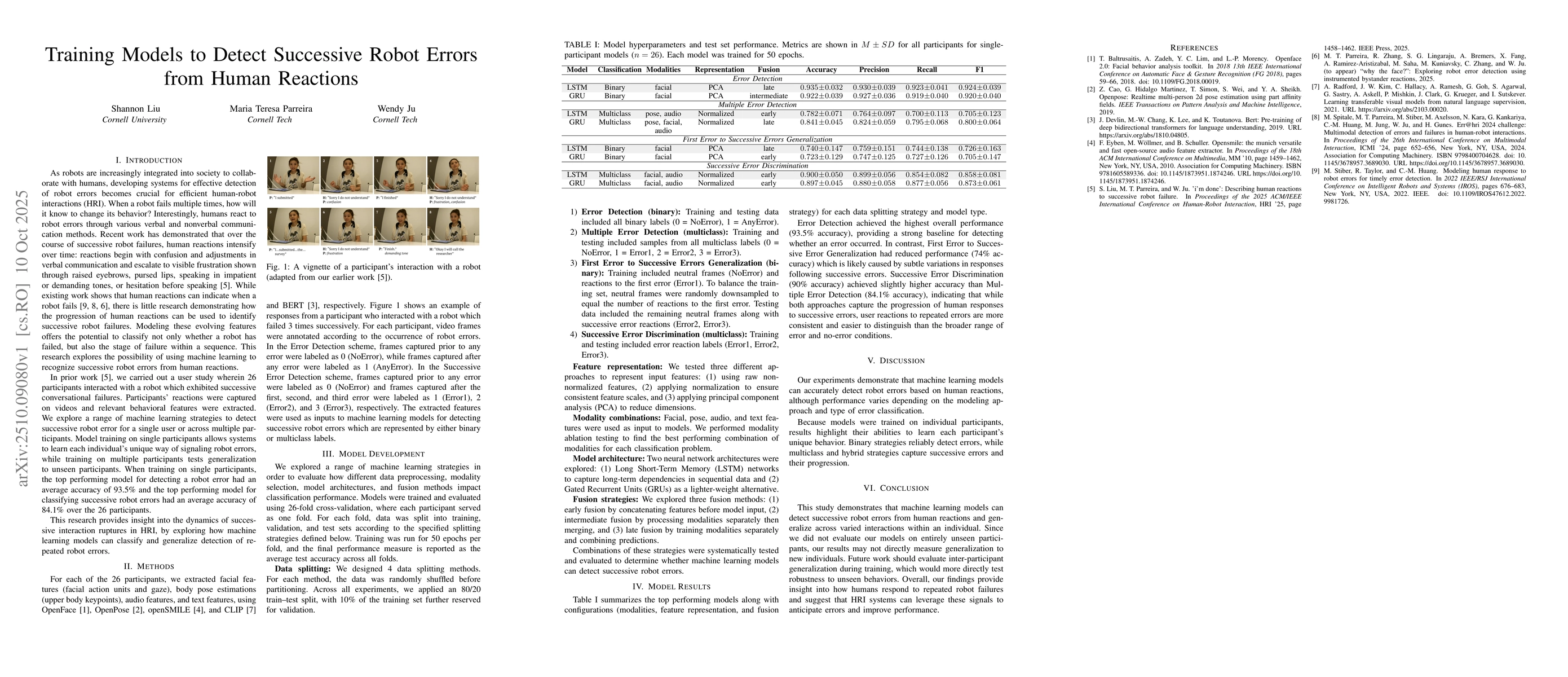 Thumbnail for Training Models to Detect Successive Robot Errors from Human Reactions