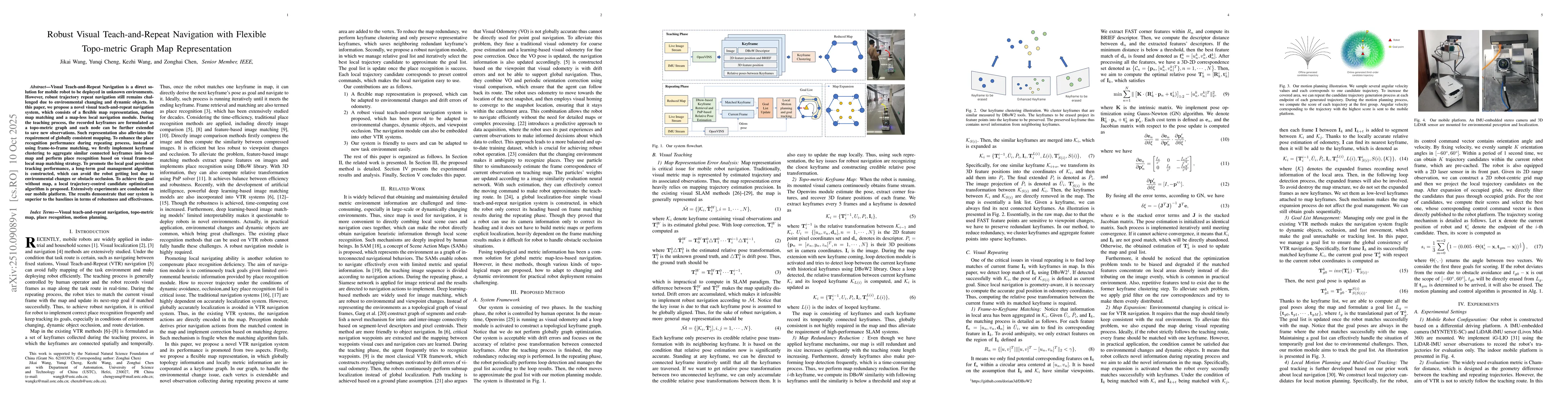 Thumbnail for Robust Visual Teach-and-Repeat Navigation with Flexible Topo-metric
  Graph Map Representation