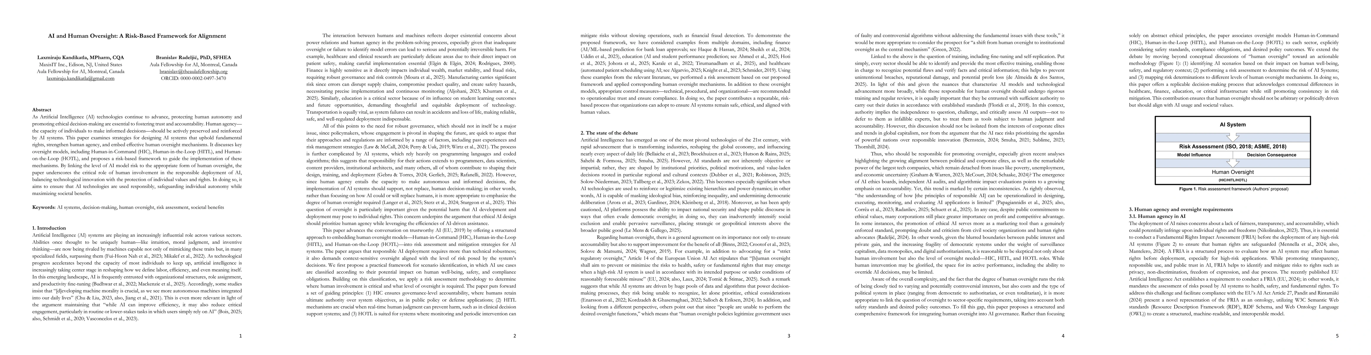 Thumbnail for AI and Human Oversight: A Risk-Based Framework for Alignment