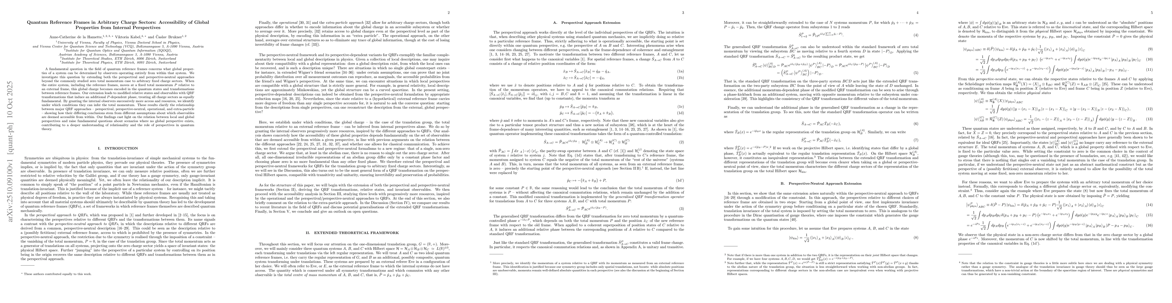Thumbnail for Quantum Reference Frames in Arbitrary Charge Sectors: Accessibility of
  Global Properties from Internal Perspectives